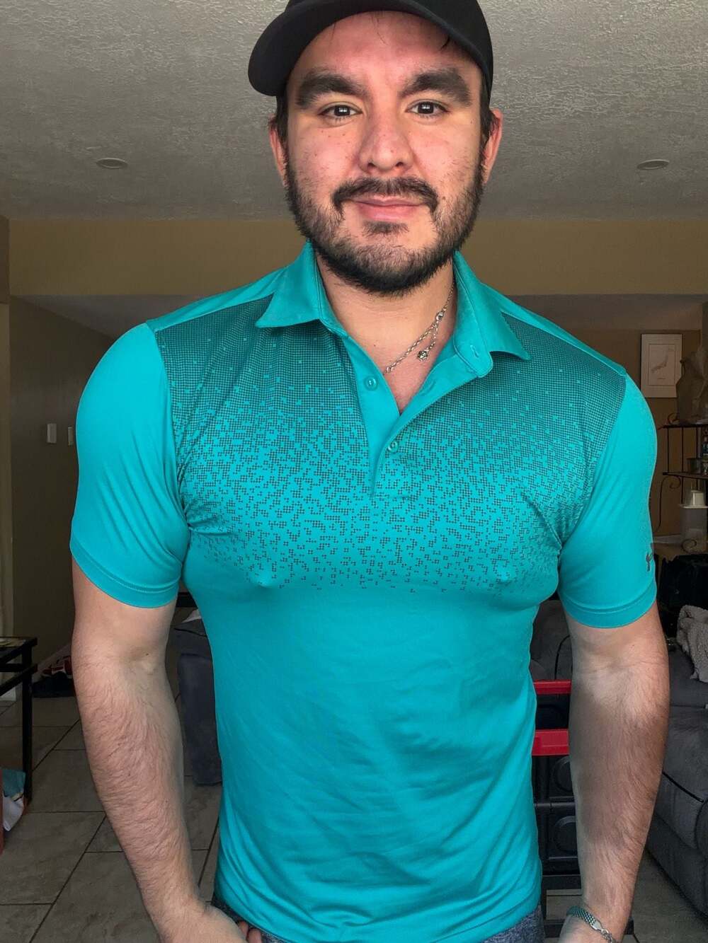 Under Armour HeatGear Loose Polo Shirt Teal Size Small